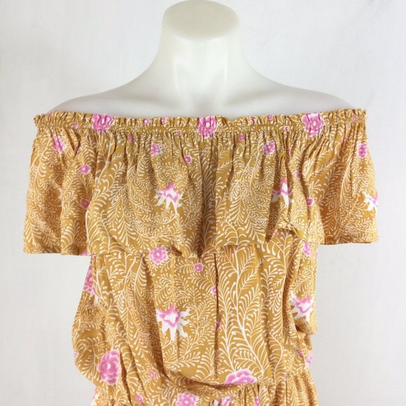 Beachgold Dress Bali Floral Tiered Ruffle Marigold - Picture 2 of 11